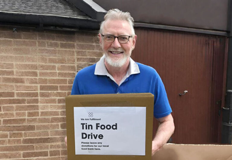 Sustainable Solutions for Fulfilment. Food bank donation for Alfreton House, Trussell Trust Food Bank.
